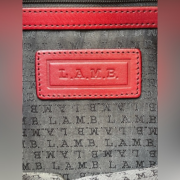 Rare L.A.M.B. Huntley hobo bag by Gwen Stefani, black, white graffiti red trim - Picture 6 of 10